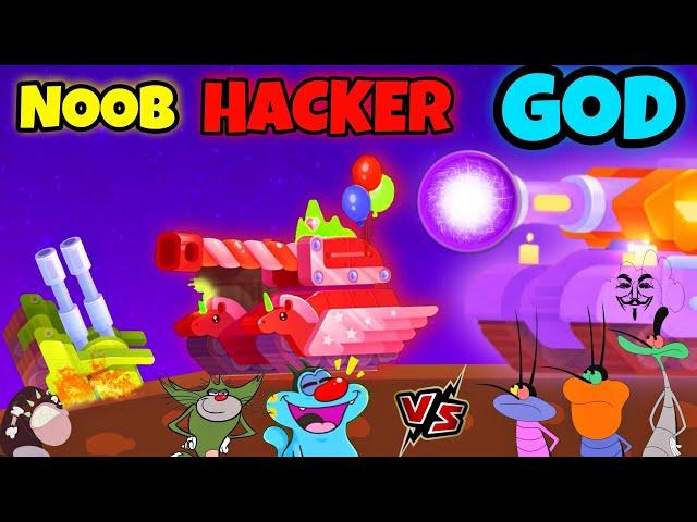 NOOB vs PRO vs HACKER in Tank Stars Game | Oggy, Jack Team vs Crokraches team || Daddy Gaming Ep.6