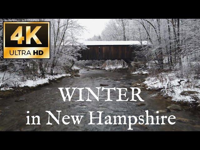 3 Hours of 4k Drone Winter Scenery in New Hampshire. Snow Storms, falling snow, and no repeat shots.