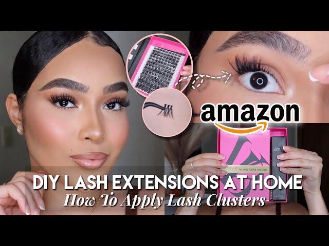 DIY Lash Extensions AT HOME | AMAZON INDIVIDUAL LASH CLUSTERS KIT TUTORIAL | VEYESBEAUTY LASHES