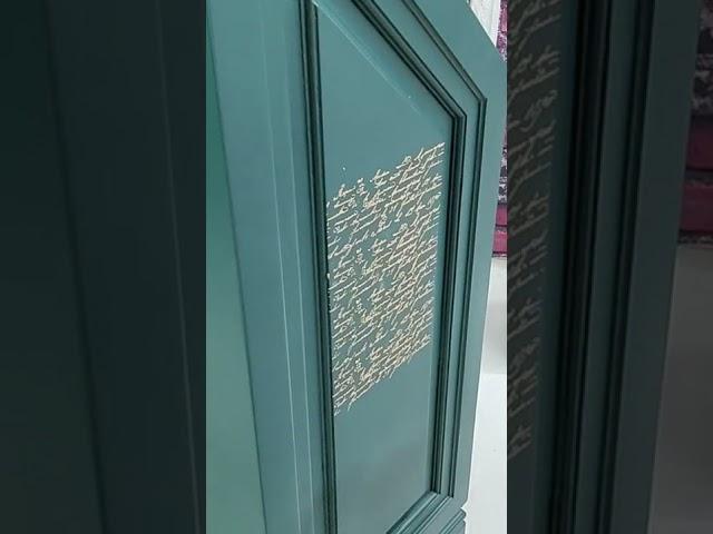 Furniture Flip green and gold raised stencil desk