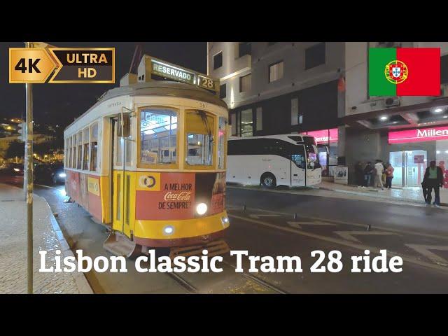 4K  Lisbon Classic yellow tram 28 ride  Sunset ride | Tourist rider's view