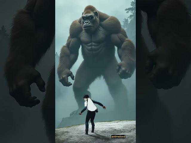 L battle with king kong on a foggy mountain