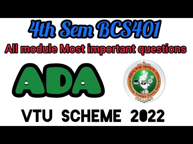 VTU 2022 Scheme 4th Sem BCS401 all module most important questions #rd_creation1416