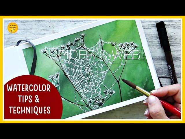 EASY WATERCOLOR SPIDER WEB/ COBWEB TUTORIAL | Watercolour TIPS & TECHNIQUES for beginners