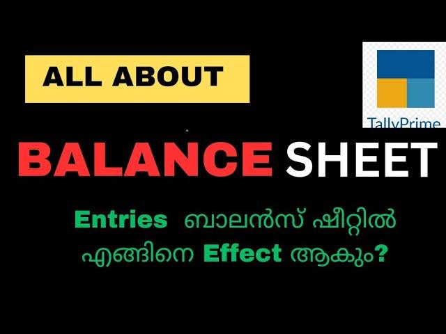 Basics of Balance Sheets  Tally Entries| What is Balance Sheet? Entries എങ്ങിനെ Effect ആകും?