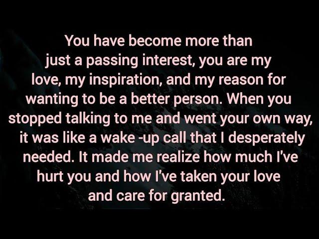 When you stopped talking to me and went your own way, it was like a wake -up call that I needed.