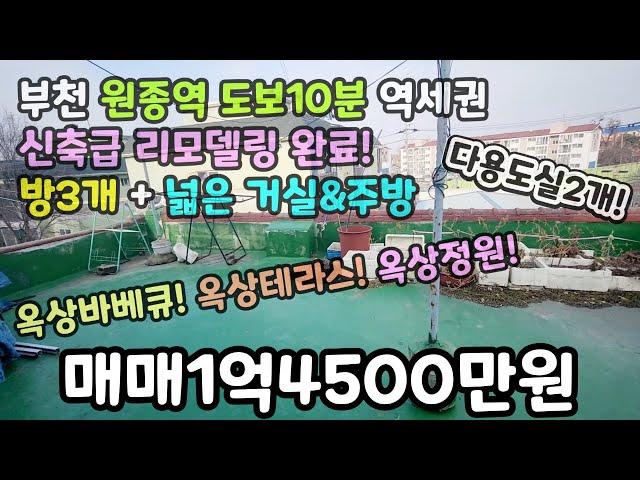 부천매매 (No.340) 원종역 도보10분 역세권 신축급리모델링 완료! 옥상바베큐! 옥상캠핑! 옥상정원! 방3개 넓은거실&주방! 다용도실2개! #원종역 #원종역신축빌라 #원종역빌라