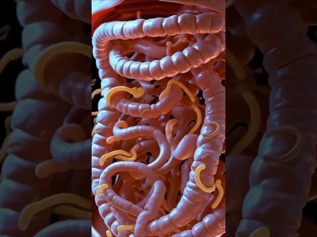 3D animation parasitic worms | human digestive system in showing parasitic worms