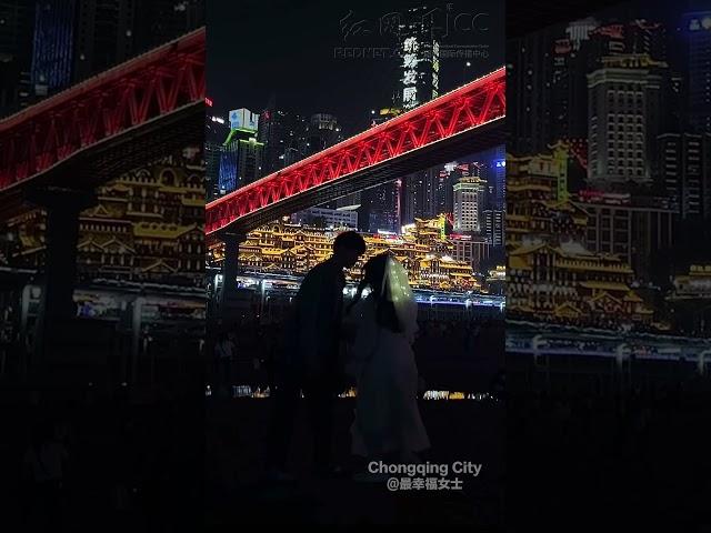 Imagine the ultimate #romance of cuddling your sweetheart in the neon world of Hongyadong,#china.