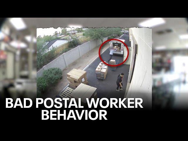 Postal worker caught on camera behaving badly