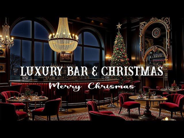 Luxury Bar In New York  Warm Christmas Night With Jazz Saxophone  Soft, Relaxing Music