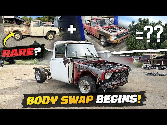 RARE 1967 Toyota Stout gets CUT UP! Can we combine it with a 1992 Toyota. Body Swap PT 1!!