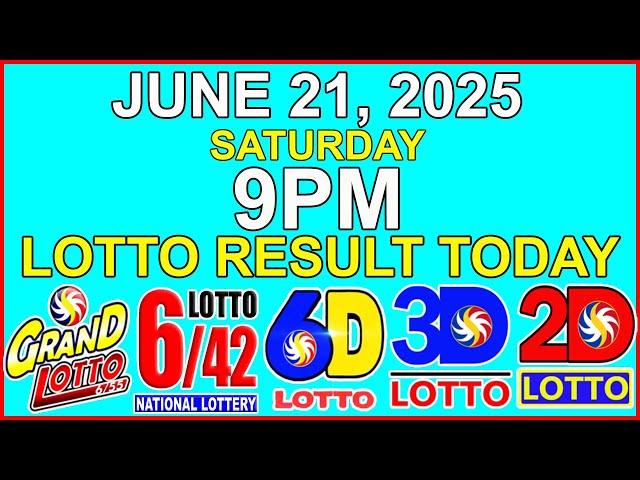 Lotto Result Today 9pm Draw June 21 2025 PCSO