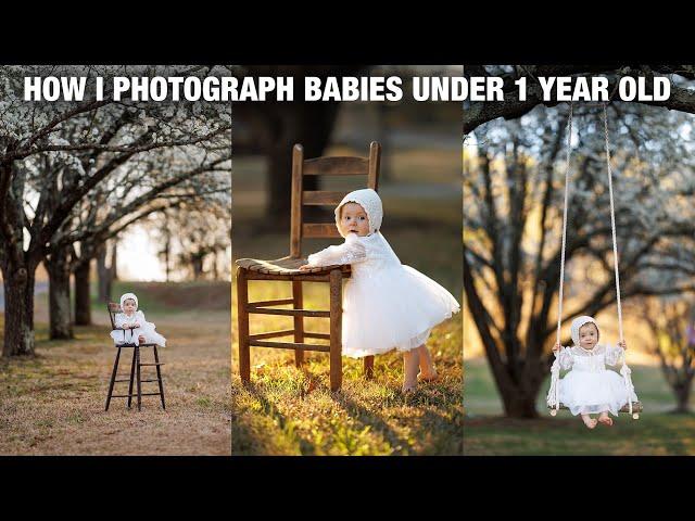 How I Photograph Babies Under 1 Year Old Using Natural Light. Children Photoshoot in Spring Blossoms