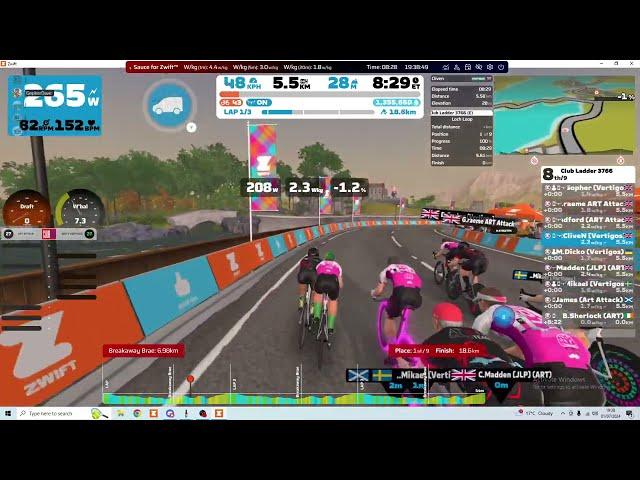 DIRTy Vertigos vs ART Attack - ZWIFT club ladder - Loch Loop