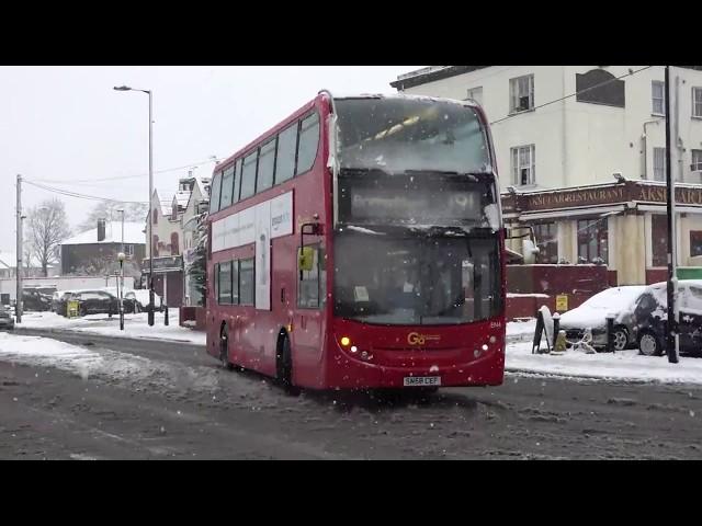 Buses in the snow Hertford Rd, Enfield 10th Dec 2017