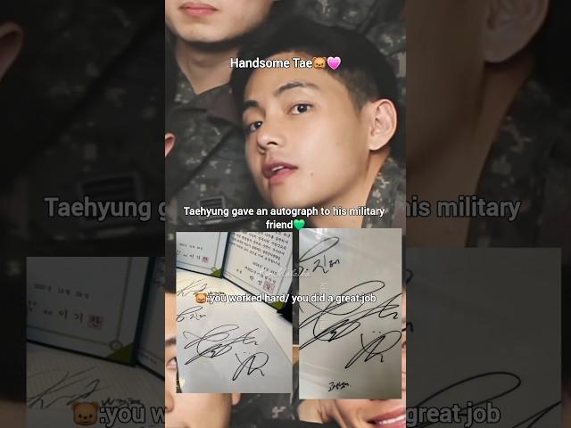Taehyung gave heartwarming autograph to his military friend #taehyung #shorts #taekook #bts