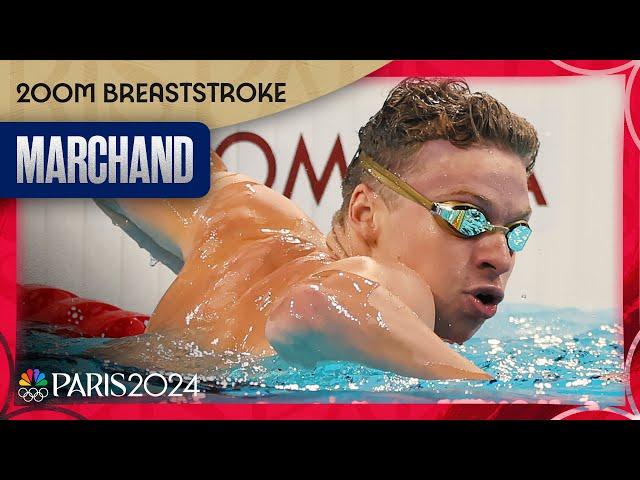 Leon Marchand MAKES HISTORY in 200m breaststroke with second gold of the day | Paris Olympics