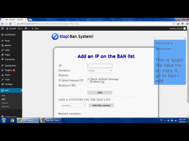 Official video demo for "Advanced Ban System" WordPress Plugin