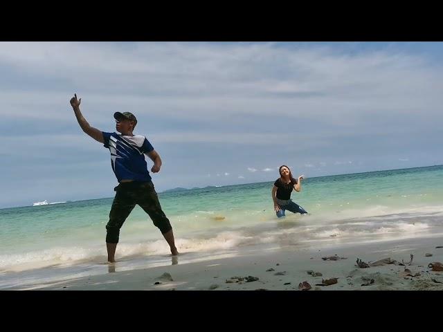 Dancing with my cousin in Teluk Segadas, Pangkor Island, Perak, Malaysia