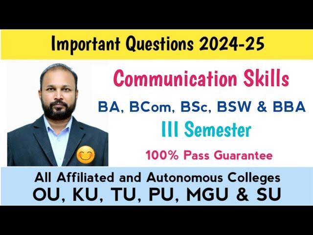 Communication Skills Important Questions 2024-25 Degree III Semester 3rd Sem Imp OU KU TU PU MGU SU