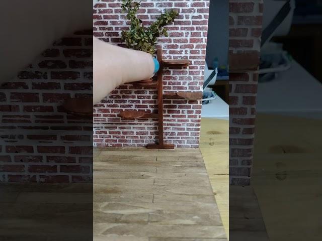 A tree shaped miniature plant shelf made of wood |#scratchbuild #miniaturefurniture #miniatureplants