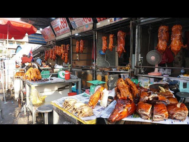 Evening Daily Activities of Vendors Selling Food @Orussey Market - Evening Food Market Scene 2022