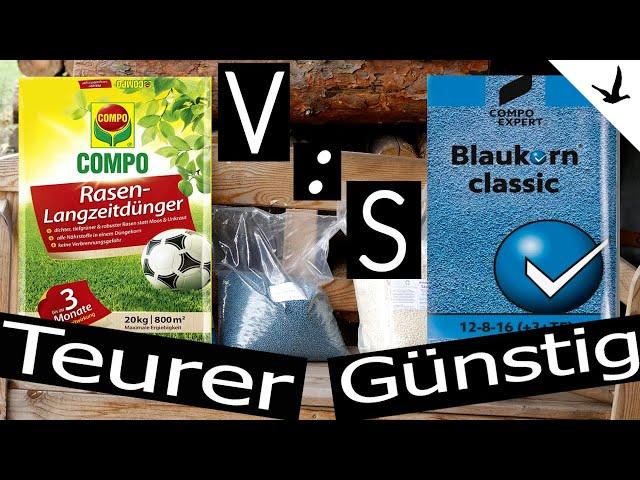 Rasendünger Test und Vergleich  Marken Rasendünger gegen Blaukorn Classic.