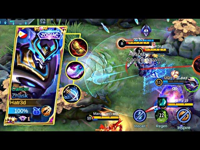 ZHASK BEST THREE ITEM BUILD COMB TO MELT ENEMIES FAST | ZHASK SOLO RANK GAMEPLAY | ZHASK MLBB