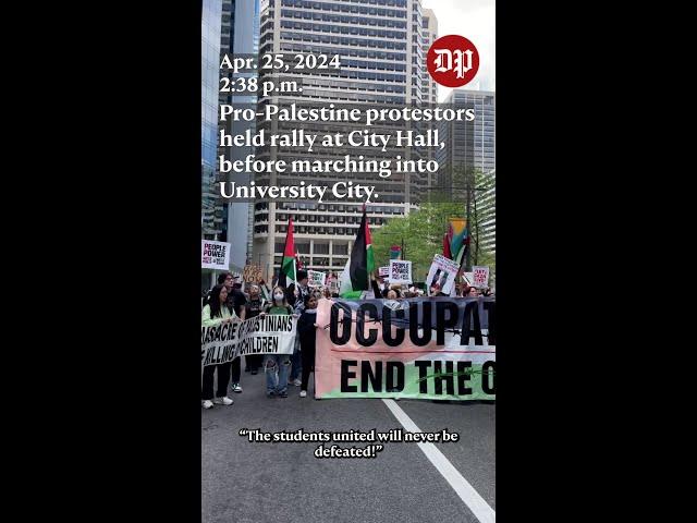 Pro-Palestine demonstrators rallied at City Hall, setting up encampment on College Green