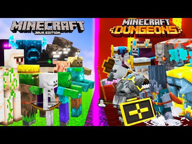 MINECRAFT JAVA MOBS vs MINECRAFT DUNGEONS MOBS - ALL MINECRAFT JAVA vs ALL MINECRAFT DUNGEONS BOSSES