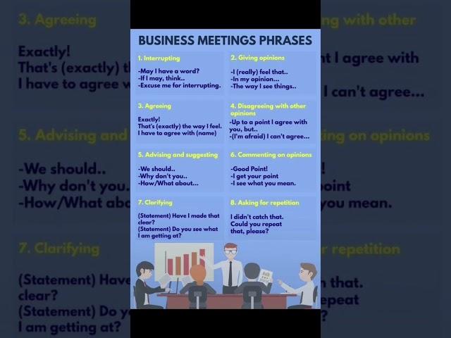 Business meetings Phrases #learnenglish #vocabulary #trending #study #education #grammar #practice