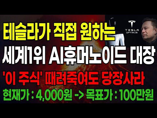 [주식] 테슬라가 직접 원하는 세계1위 AI휴머노이드 대장 '이주식'은 때려죽여도 1주라도 꼭 사모으세요!! 미친듯이 상승합니다!