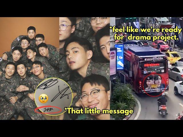 Taehyung left his autograph and a message to his military’s friends🫡 Not SDT Taehyung on the bus