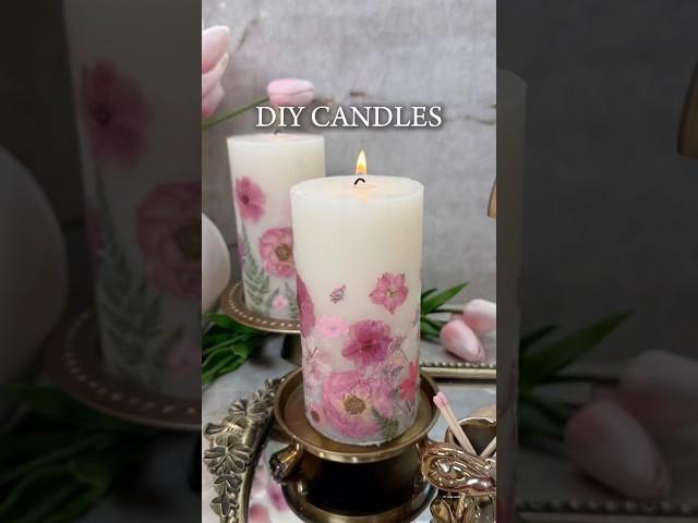Easy DIY Candles  #DIY #DIYCandle #SpringDecor #diyhomedecor #dollartreediy #pinkaesthetic #gift