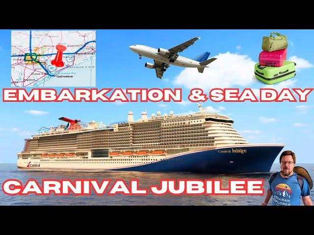 Embarkation Day & Day 1 at Sea on Carnival Jubilee | Flight to Houston, Sail Away, Rough Seas & More