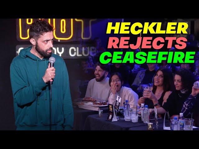 Heckler Rejects CEASEFIRE