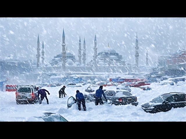 Turkey Today! Snowstorm Hits Istanbul: Vehicles Buried in Snow, People Trapped