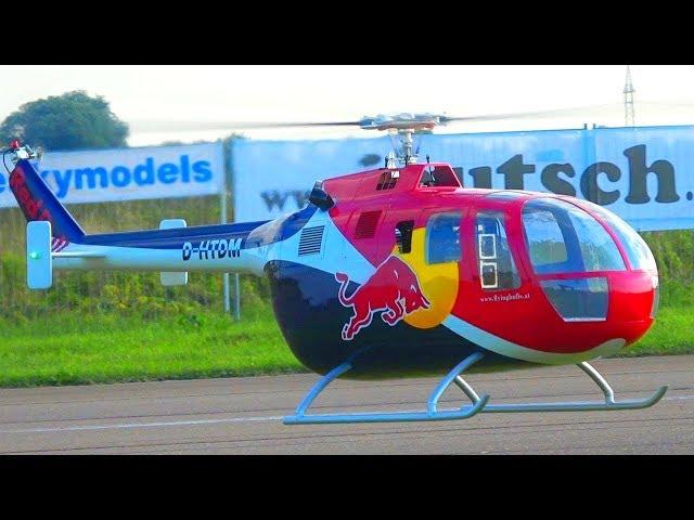 XXL REDBULL BO-105 RC SCALE HELICOPTER 3D FLIGHT DEMONSTRATION