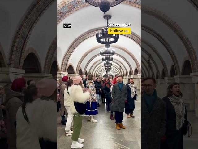 Ukrainian Choir Caroling in Kyiv Subway Due to Air Raid Alert Because of Russians. Christmas in 