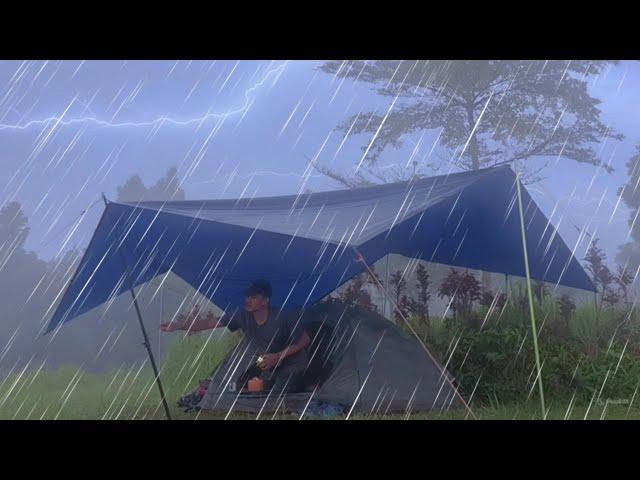 ️THUNDERSTORM‼️SOLO CAMPING HEAVY RAIN STORM [soothing sound rain storm&thunderstorm]