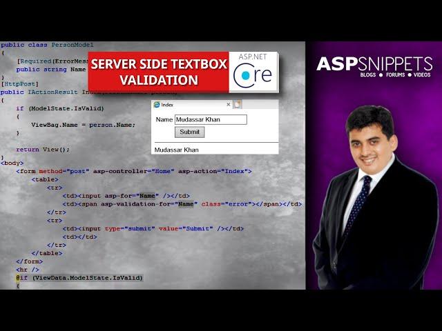 Server Side TextBox validation in ASP.Net Core