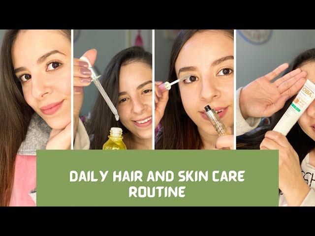 روتين بشرتي وشعري الصباحي والمسائي| روتين يومي|يوم في البيت (My Hair and skin care daily routine)