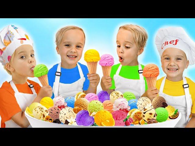 Chris is making ice cream - Funny story with cooking toys