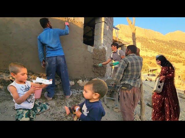 Plastering the walls of the house and nomadic life in the village