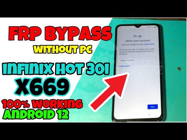 Infinix Hot 30i X669 Frp Bypass Without PC Android 12