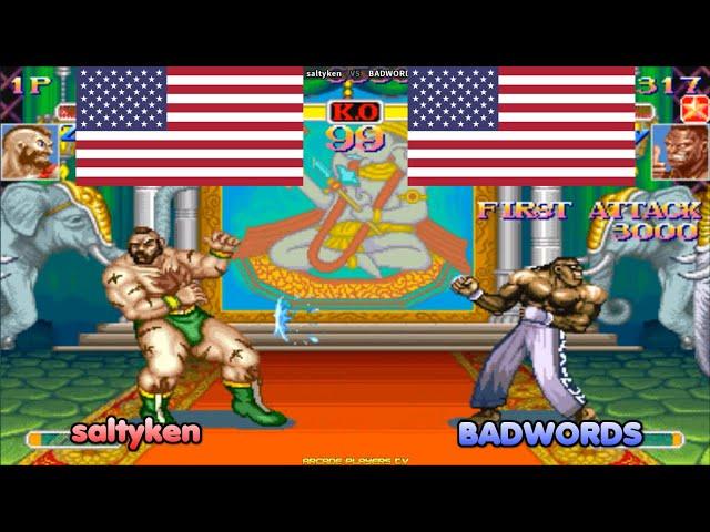 #fightcade Super Street Fighter 2 Turbo  saltyken (Usa) vs BADWORDS (Usa) スーパーストリートファイターII X