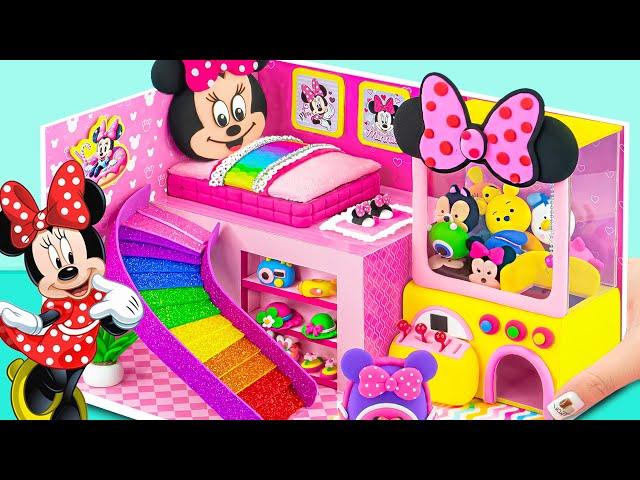 Build Minnie Mouse Funhouse with Claw Machine, Rainbow Slide from Polymer Clay | DIY Miniature House