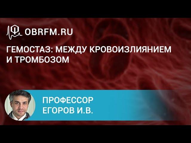 Профессор Егоров И.В.: Гемостаз: между кровоизлиянием и тромбозом