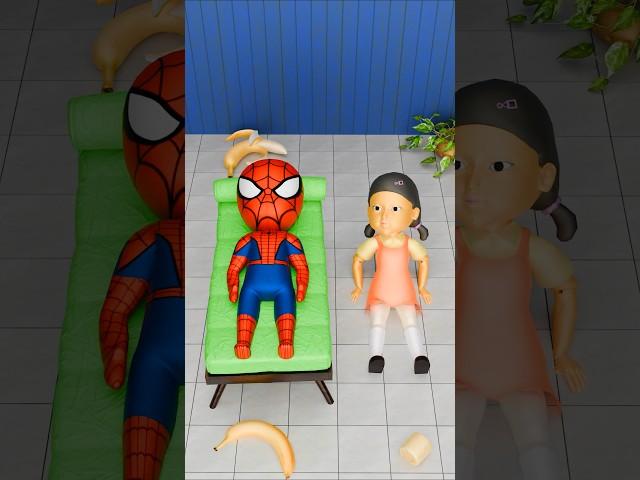 WHERE IS LITTLE SPIDERMAN BED SQUID GAME GIRL DOLL #squidgame #shorts | Maheshwar Gamerz
